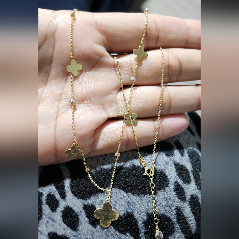 guaranteed real 14k solid gold clover choker size 18 - Picture 4 of 6
